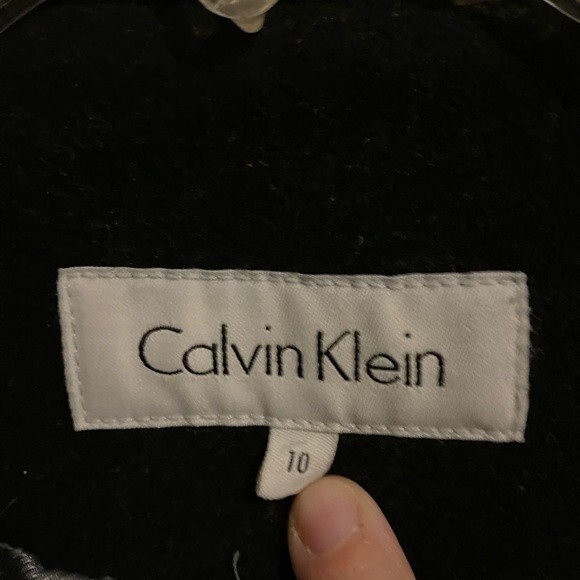 Calvin Klein Black Wool Double Breasted Peacoat - Picture 11 of 12